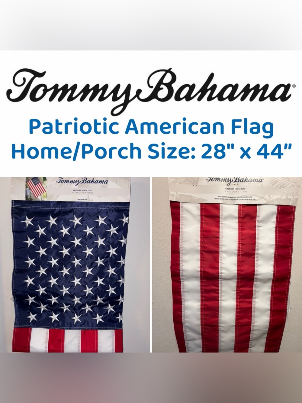 Tommy Bahama - American house Flag 
Size: 28" x 44” (New)